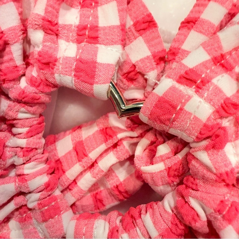 BETSEY Johnson 1 Pcs Bathing Suit Retro Pink & White Gingham Adj. Strap Sz M NEW - Picture 12 of 16